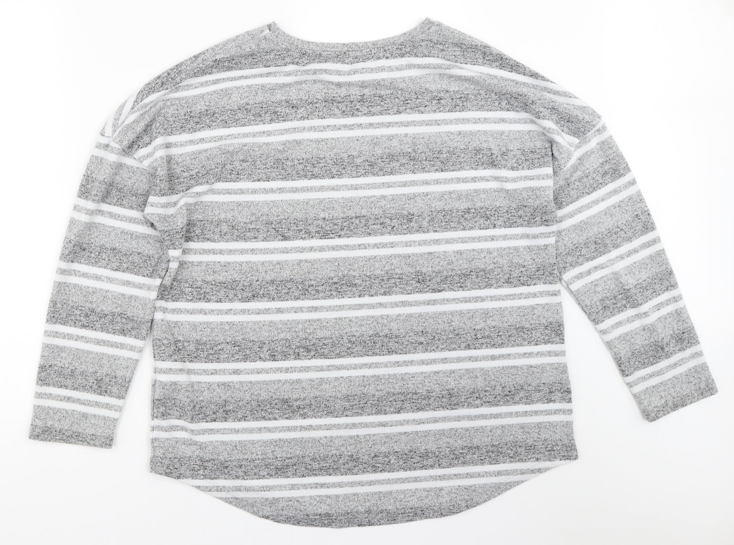 Peacocks Womens Grey Striped  Pullover Jumper Size 16