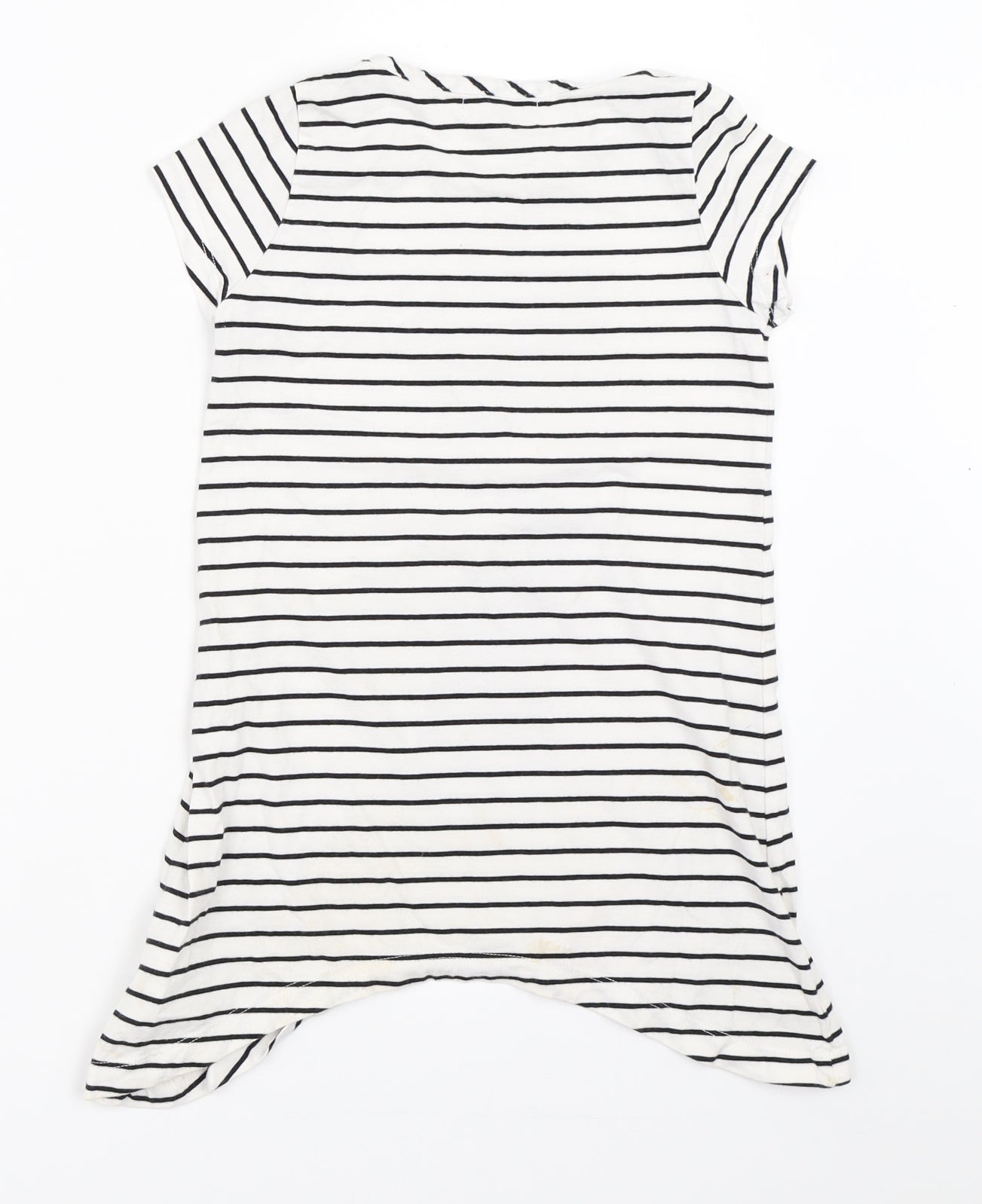 Marks and Spencer Girls White Striped  Basic T-Shirt Size 7-8 Years