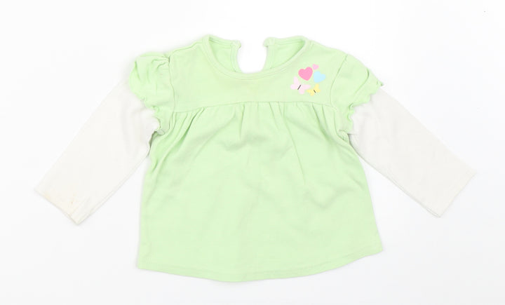 George Girls Green Basic T-Shirt Size 6-9 Months