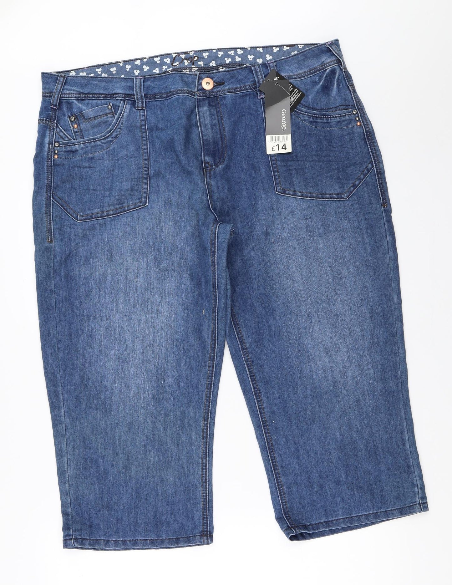 George Womens Blue  Denim Cropped Jeans Size 18 L21 in