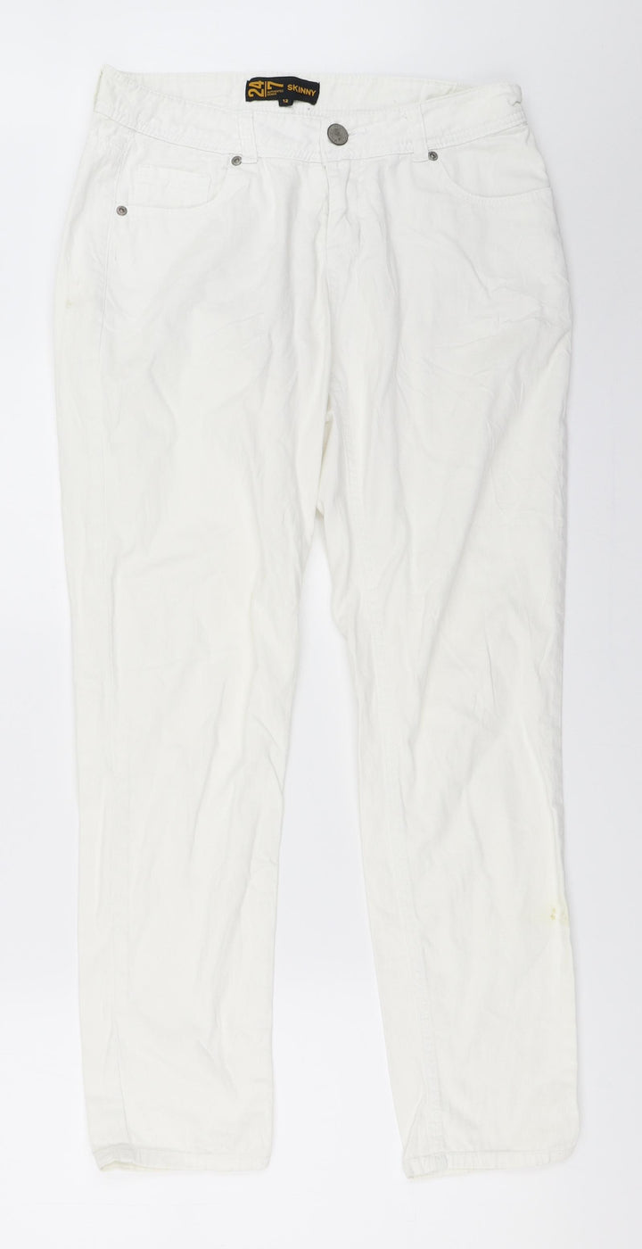 Denim 24/7 Womens White Skinny Jeans Size 12 L28 in