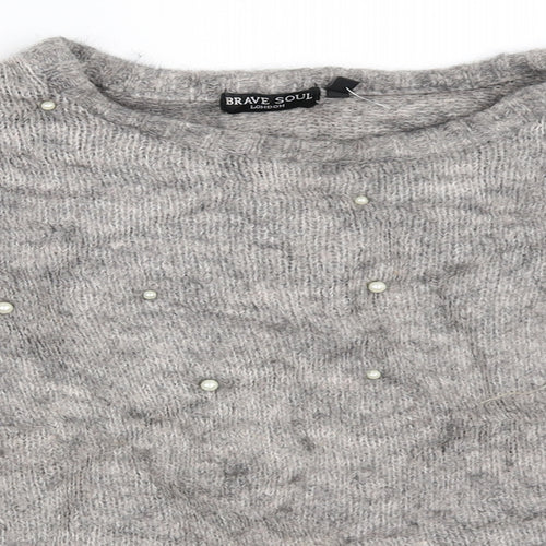 Brave Soul Womens Grey   Pullover Jumper Size 6
