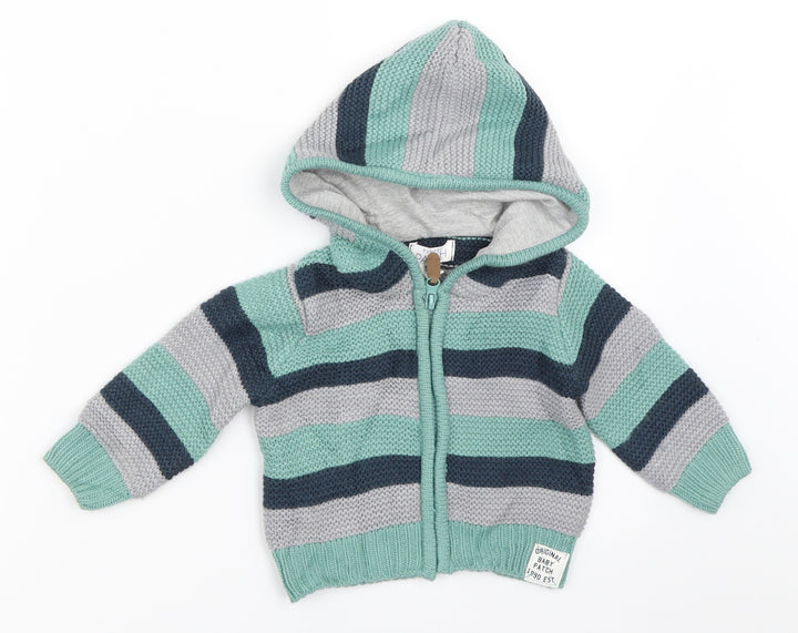 Pumpkin Patch Boys Green Striped  Jacket  Size 3-6 Months