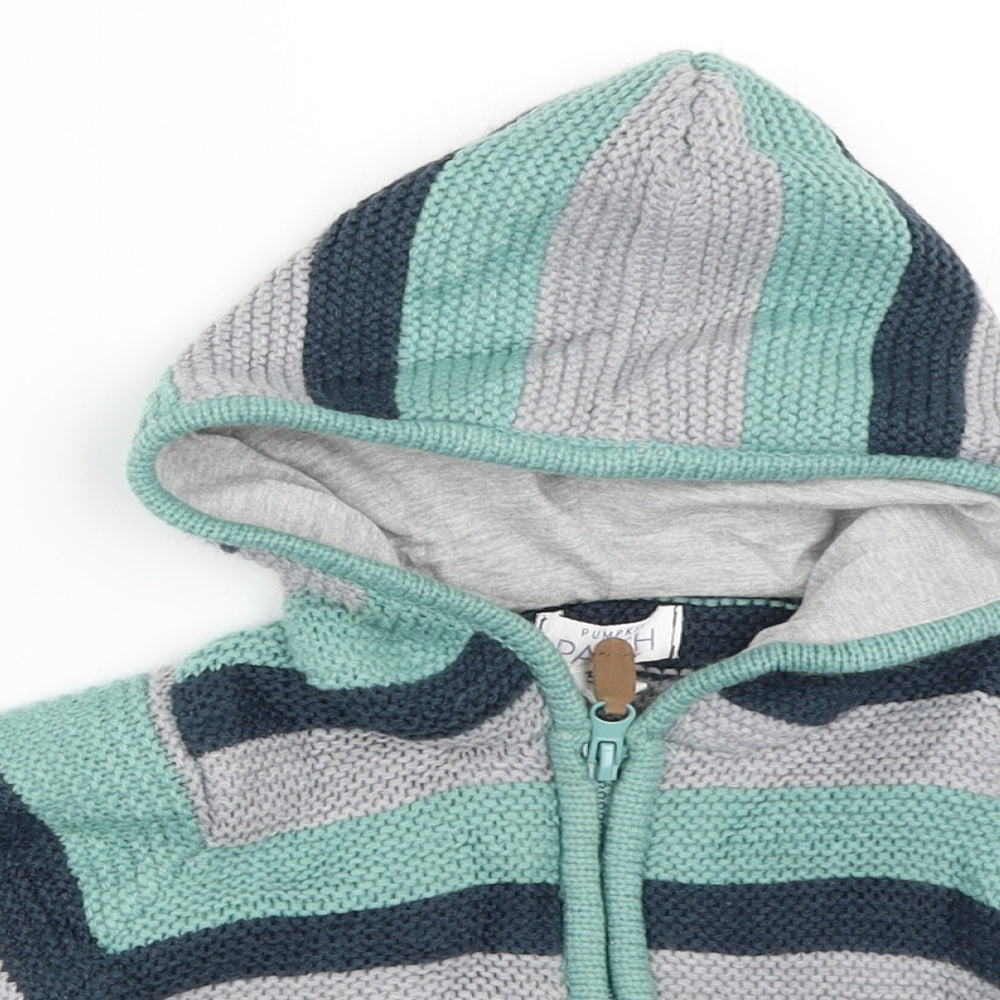 Pumpkin Patch Boys Green Striped  Jacket  Size 3-6 Months