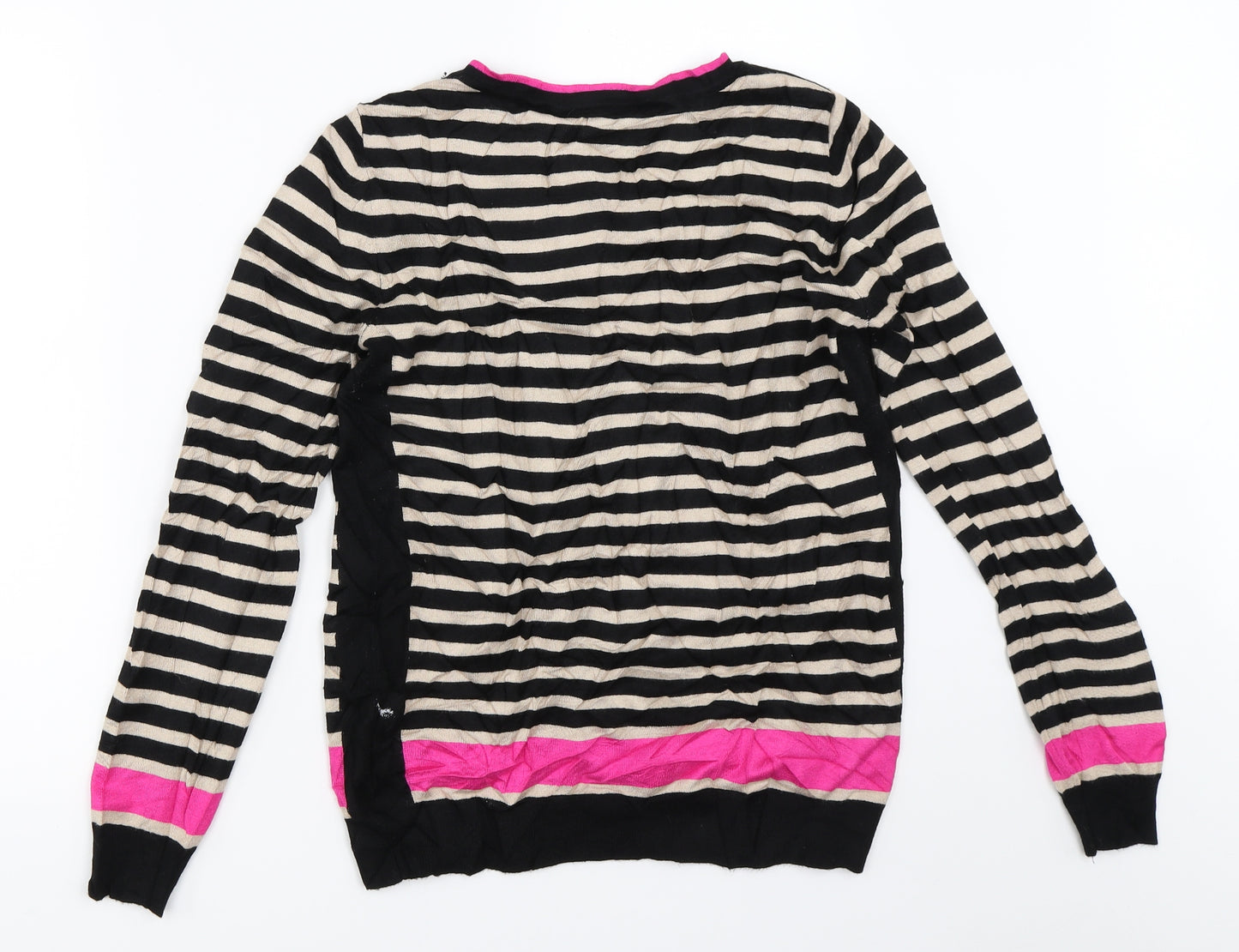 Wallis Womens Black Striped  Pullover Jumper Size 12