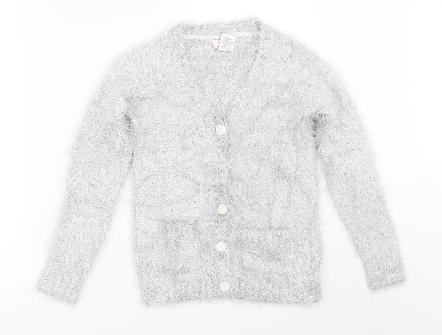 Lulurain Girls Silver   Cardigan Jumper Size 7-8 Years