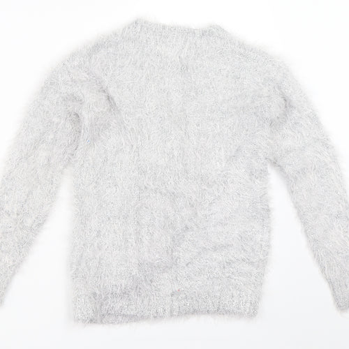 Lulurain Girls Silver   Cardigan Jumper Size 7-8 Years