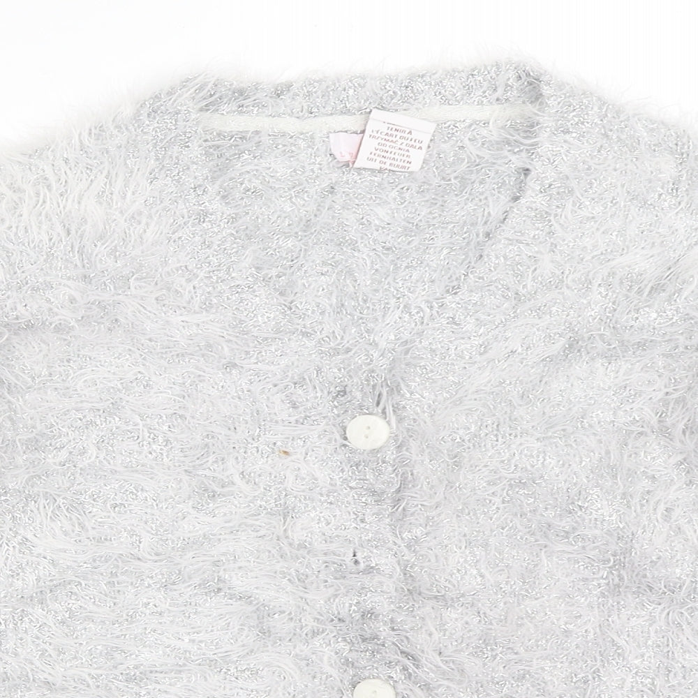 Lulurain Girls Silver   Cardigan Jumper Size 7-8 Years