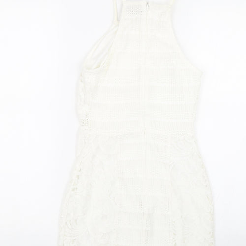 Topsho Womens White Floral Lace Tank Dress  Size 4