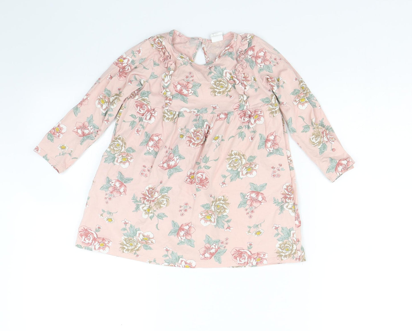 H&M Girls Pink Floral  T-Shirt Dress  Size 2-3 Years  - Summer