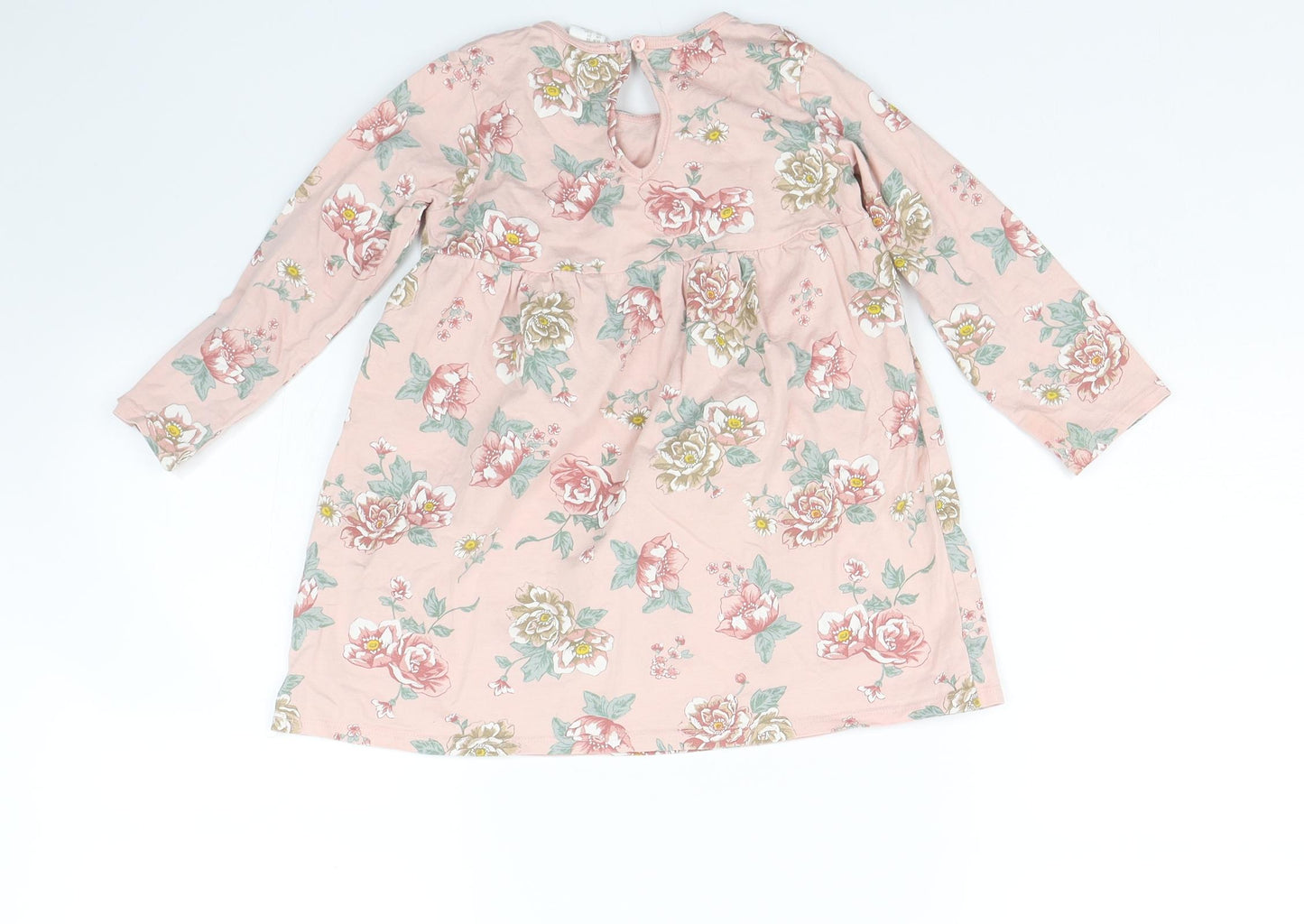 H&M Girls Pink Floral  T-Shirt Dress  Size 2-3 Years  - Summer