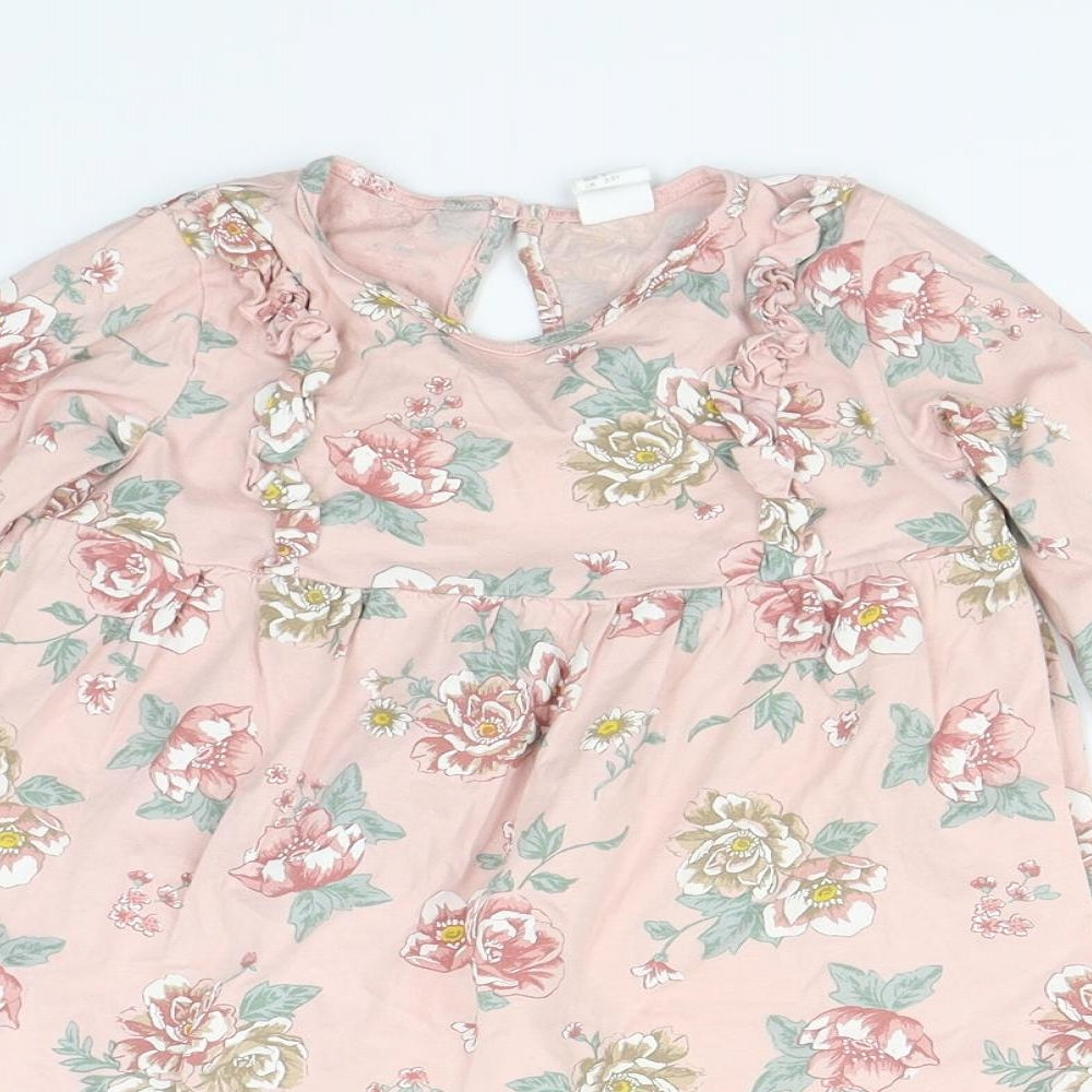 H&M Girls Pink Floral  T-Shirt Dress  Size 2-3 Years  - Summer