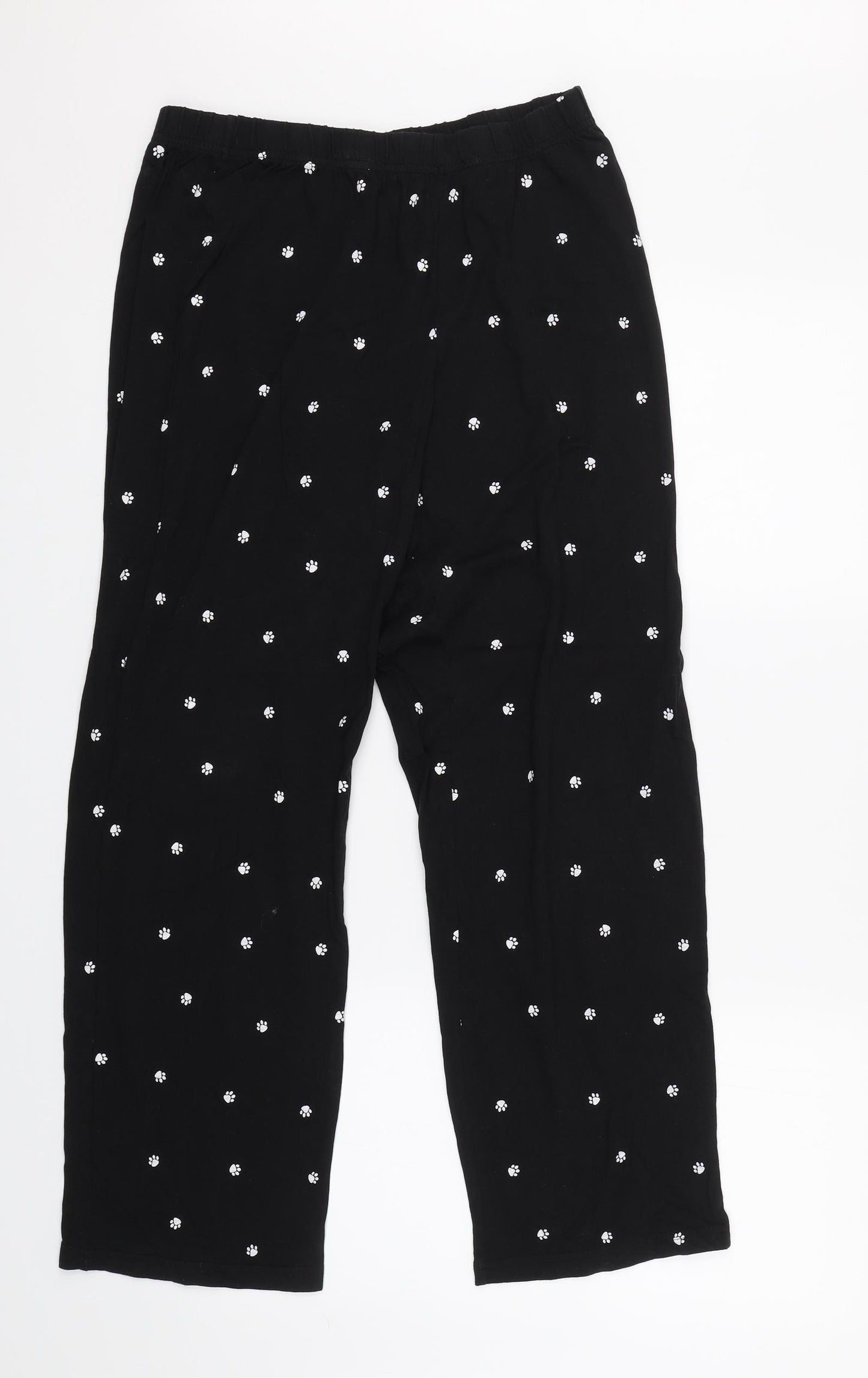 F&F Womens Black Animal Print  Cami Pyjama Pants Size 14  - Pawprints