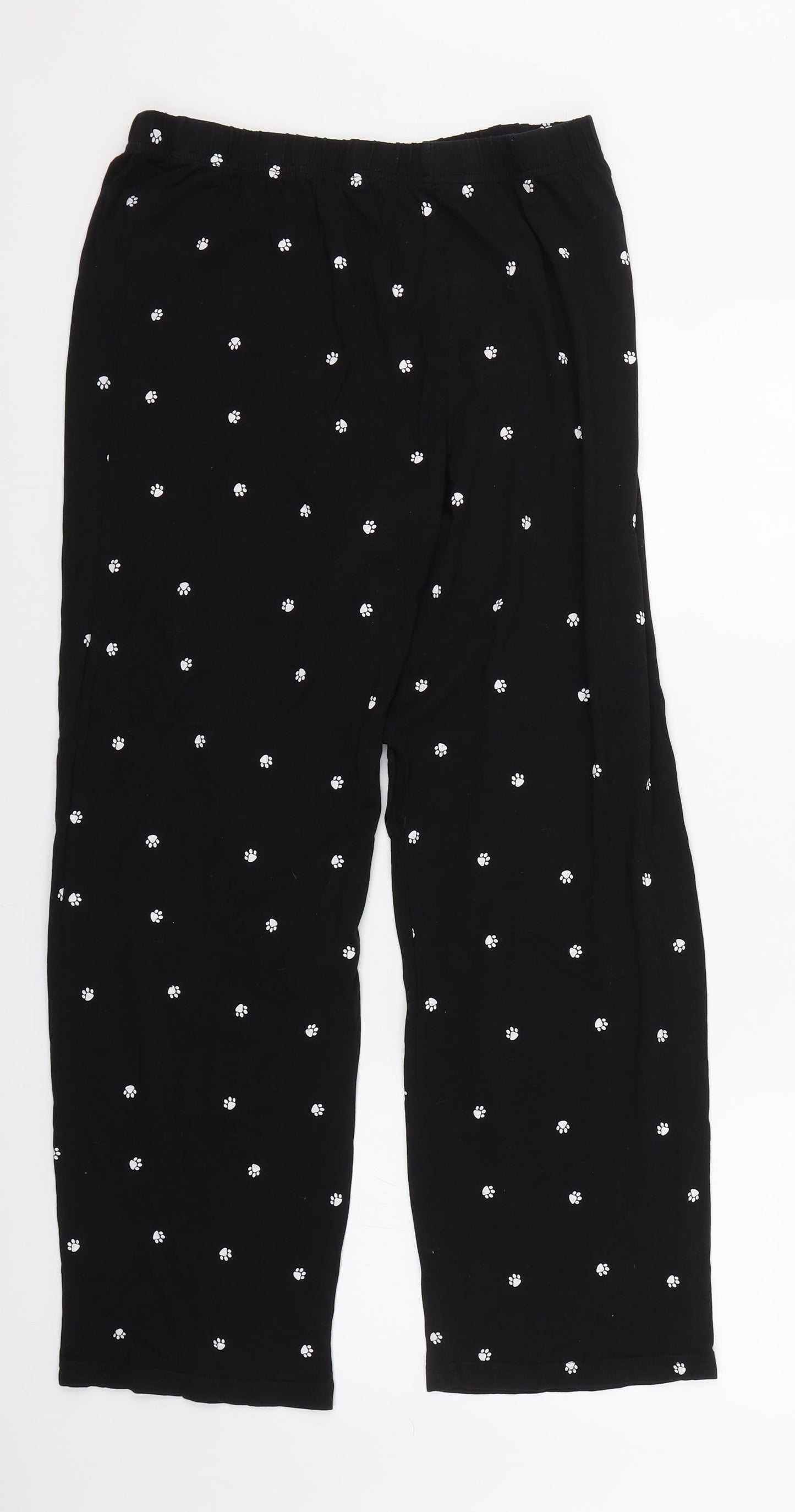 F&F Womens Black Animal Print  Cami Pyjama Pants Size 14  - Pawprints