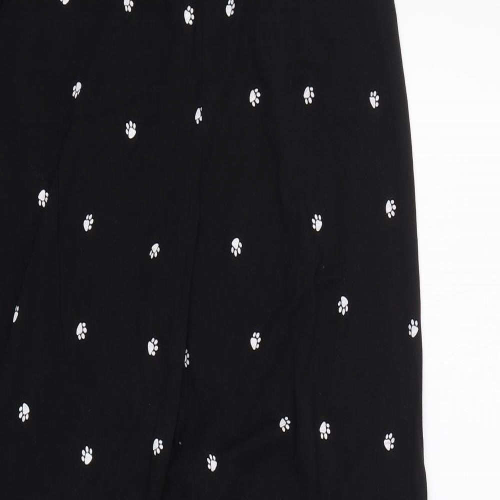 F&F Womens Black Animal Print  Cami Pyjama Pants Size 14  - Pawprints