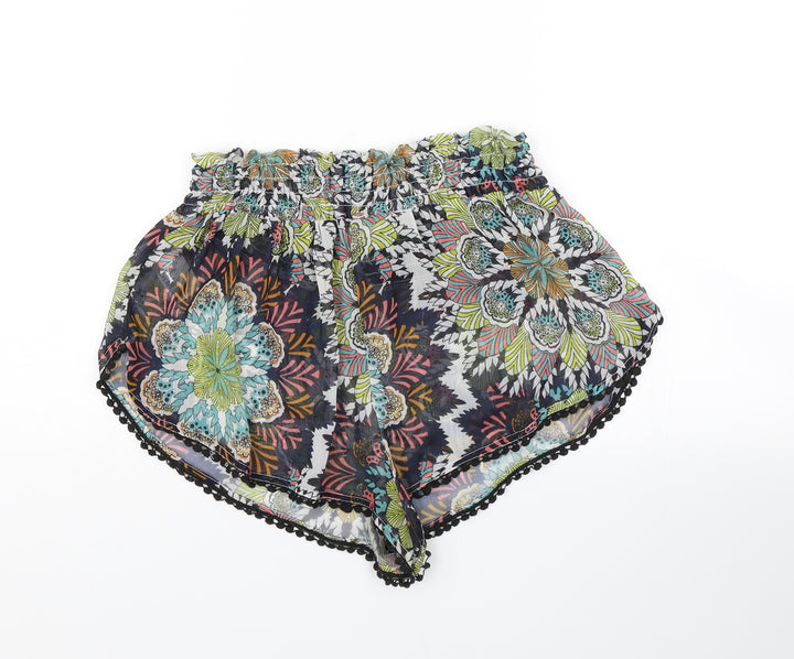 H&M Womens Multicoloured Floral Sailor Shorts Size M - Transparent