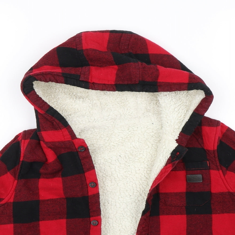 Nutmeg Boys Red Check  Full Zip Hoodie Size 7-8 Years