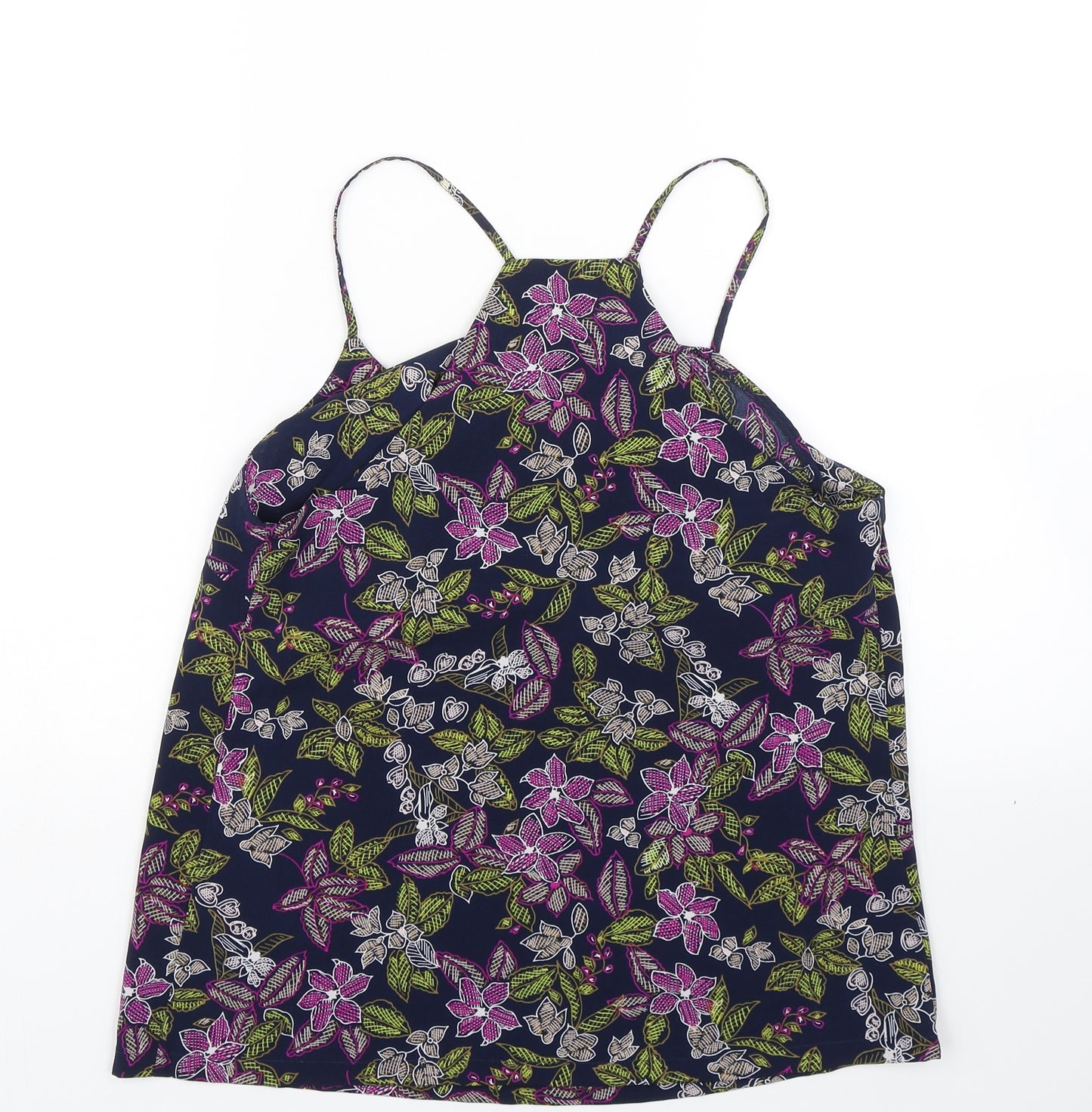 Papaya Womens Blue Floral  Basic Tank Size 10  - Summer