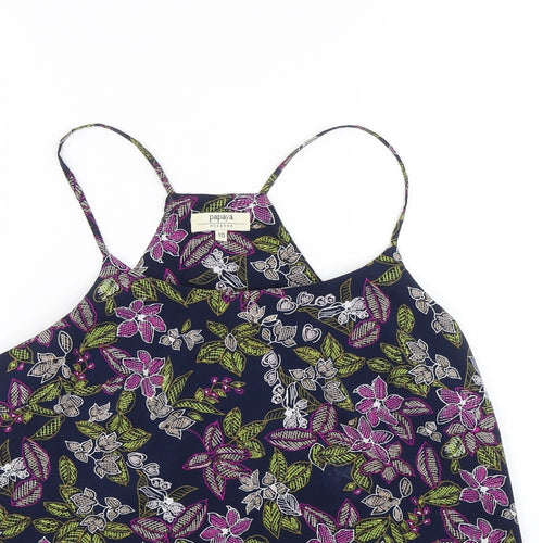 Papaya Womens Blue Floral  Basic Tank Size 10  - Summer