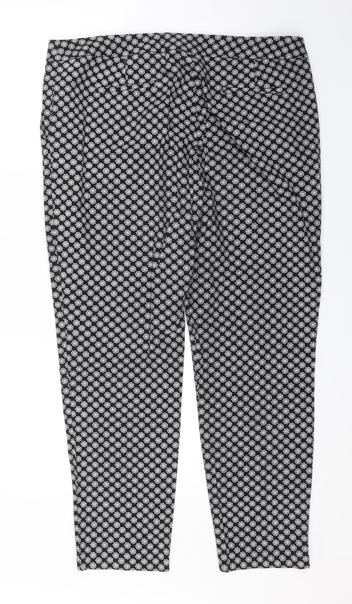 TU Womens Black Floral  Carrot Trousers Size 16 L25 in