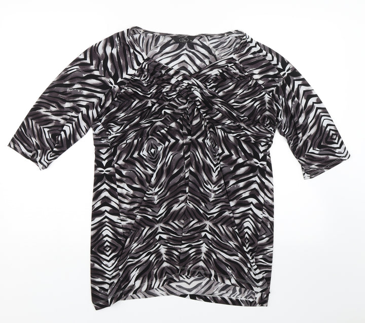 BM Womens Black Animal Print  Basic T-Shirt Size 16