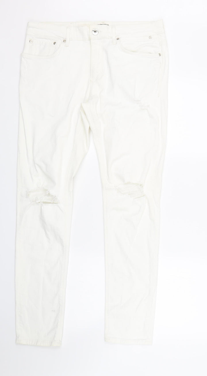 River Island Womens White  Denim Skinny Jeans Size 32 L29 in