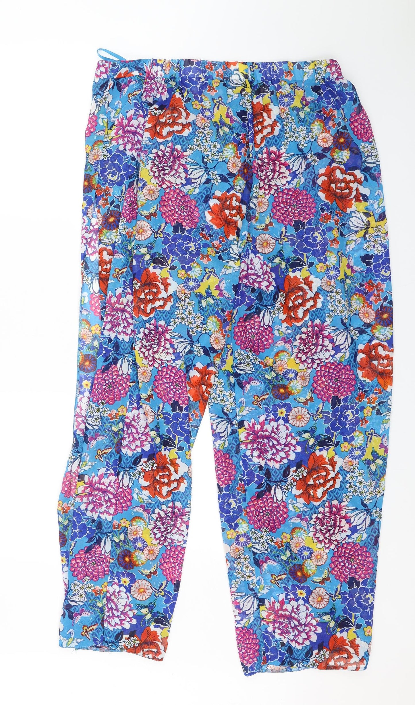 TU Womens Multicoloured Floral  Capri Trousers Size 16 L26 in - Transparent