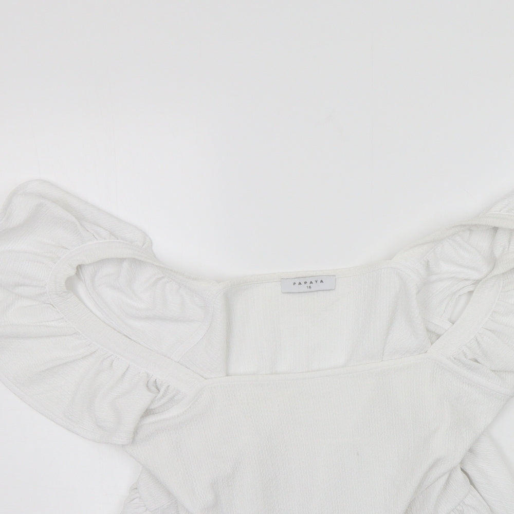 Papaya Womens White   Basic T-Shirt Size 16