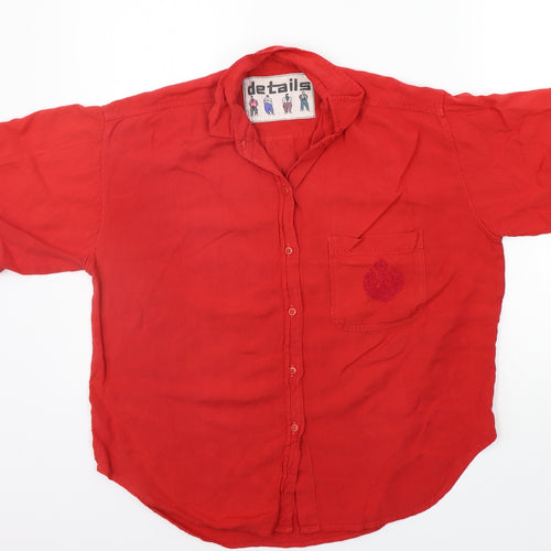 DETAILS Womens Red   Basic Button-Up Size L