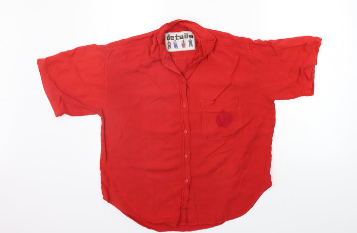 DETAILS Womens Red   Basic Button-Up Size L