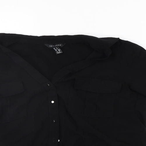 New Look Womens Black   Basic Button-Up Size 8