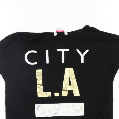 Evie Girls Black   Basic T-Shirt Size 7-8 Years