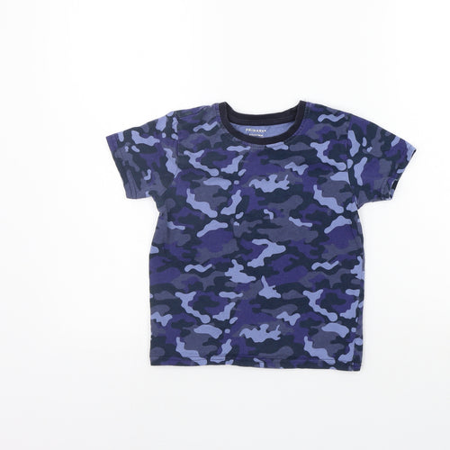 Primark Girls Blue Geometric  Basic T-Shirt Size 5-6 Years