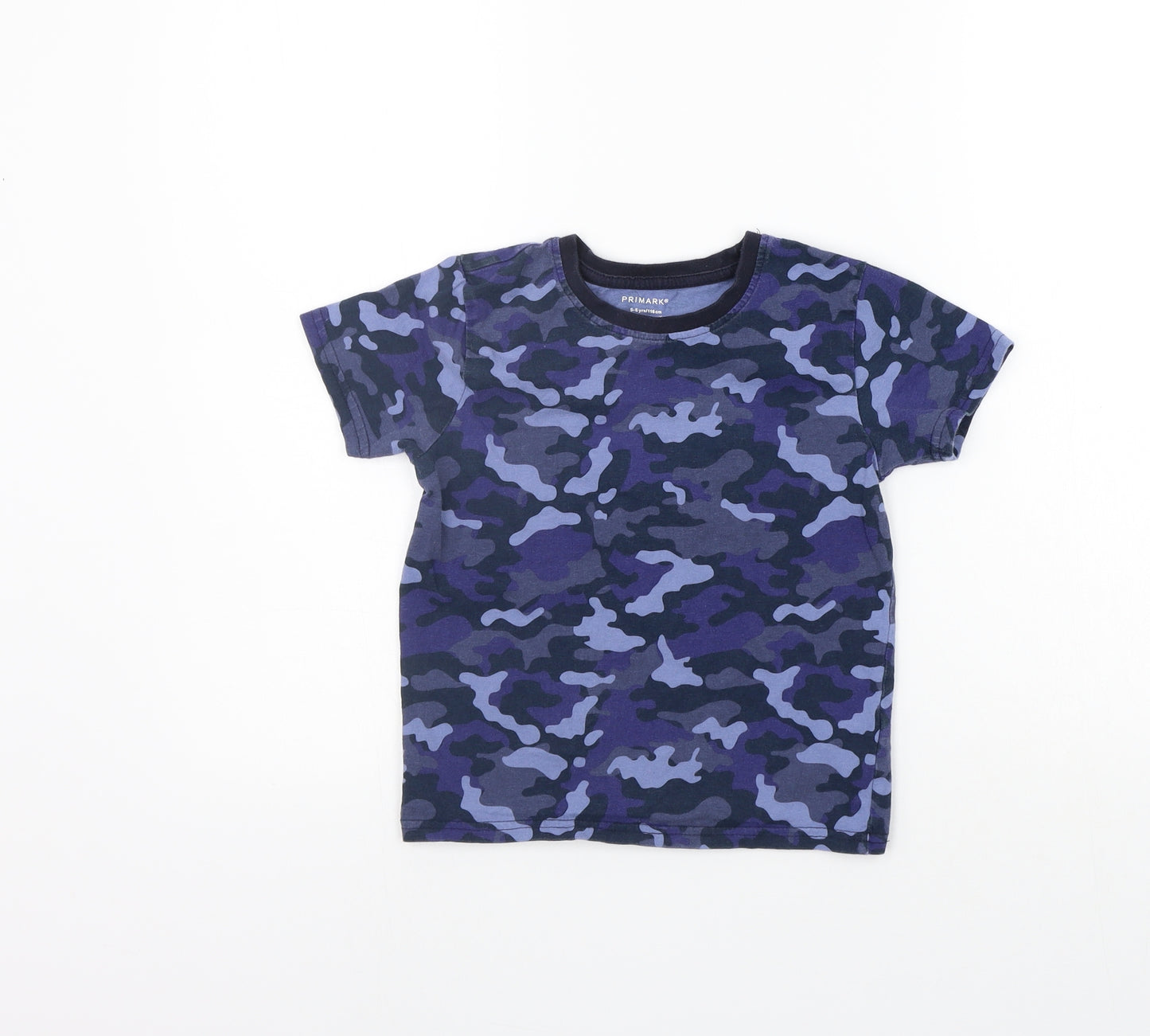 Primark Girls Blue Geometric  Basic T-Shirt Size 5-6 Years