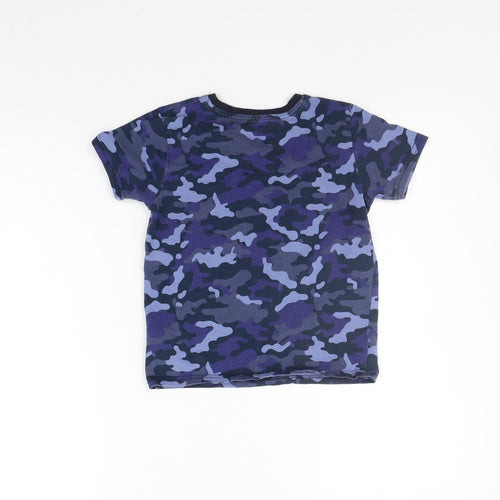 Primark Girls Blue Geometric  Basic T-Shirt Size 5-6 Years