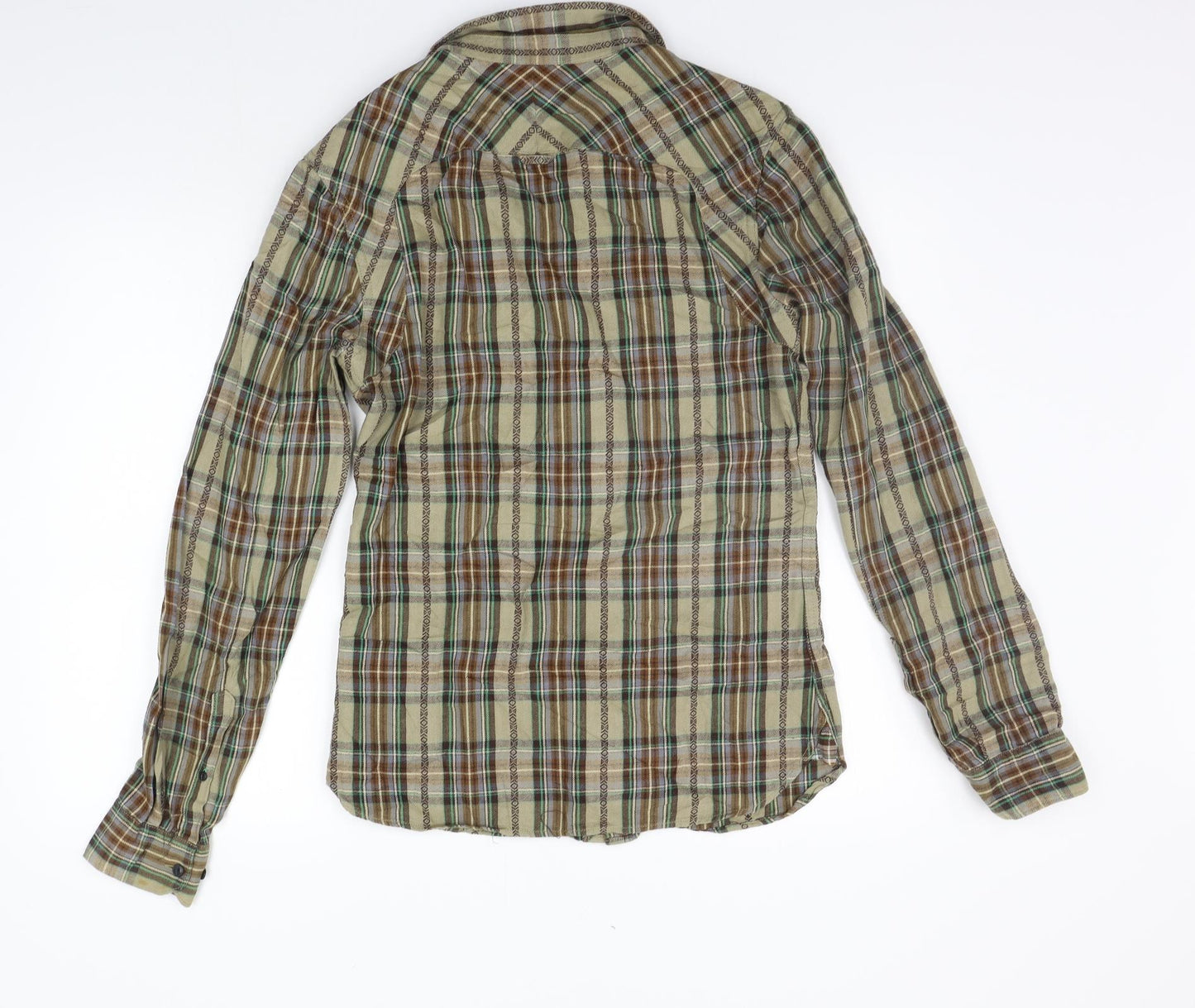 AllSaints Mens Brown Check   Button-Up Size M