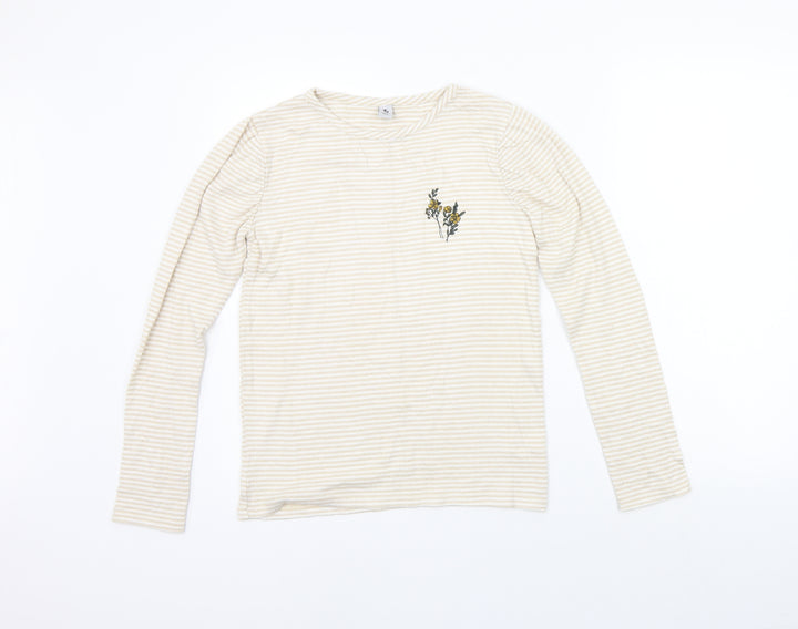 TU Girls Beige Striped  Pullover Jumper Size 12 Years