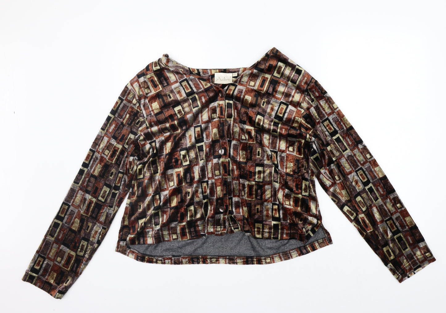 Adini Womens Beige Geometric  Cardigan Jumper Size L