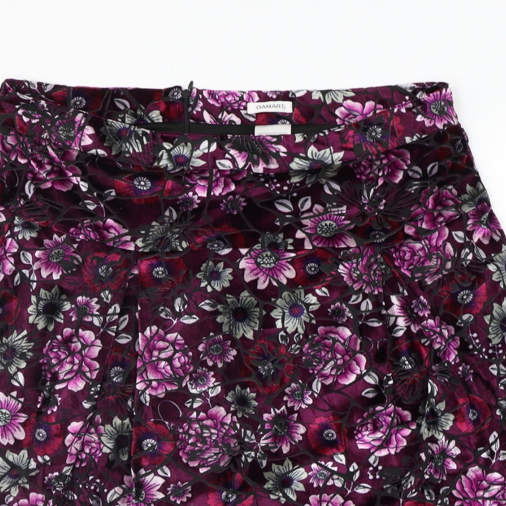 Damart Womens Purple Floral  A-Line Skirt Size 20