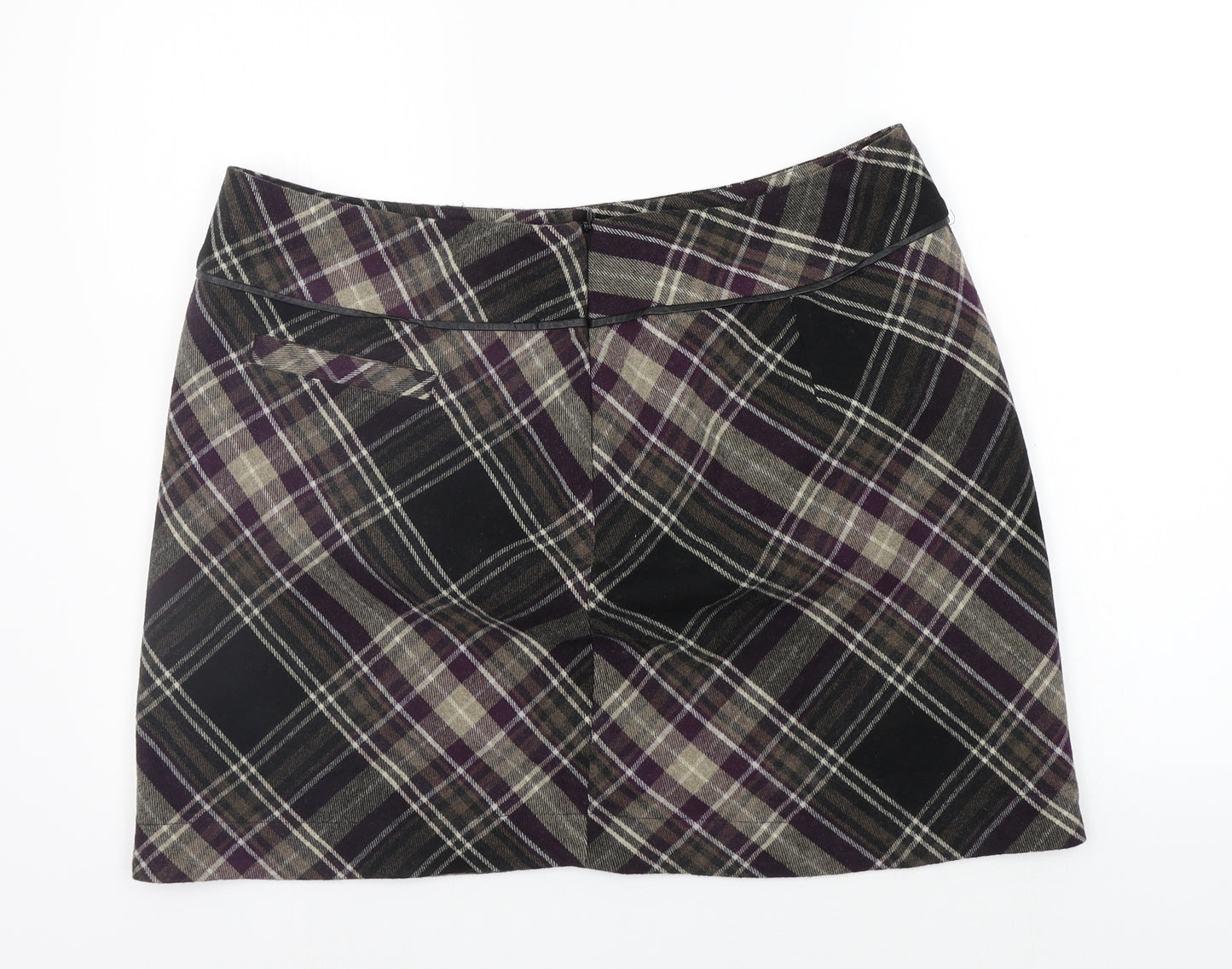 Marks and Spencer Womens Beige Check  A-Line Skirt Size 16