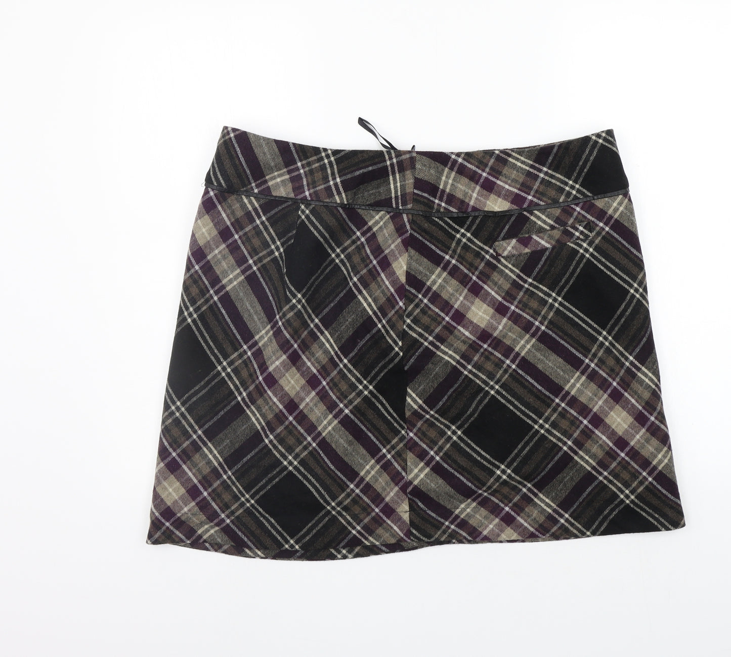 Marks and Spencer Womens Beige Check  A-Line Skirt Size 16