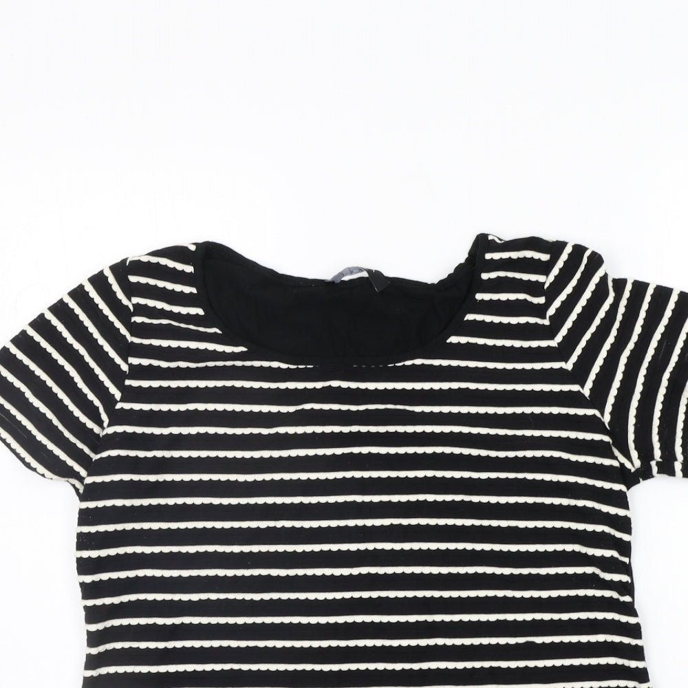 George Womens Black Striped  Basic T-Shirt Size 16