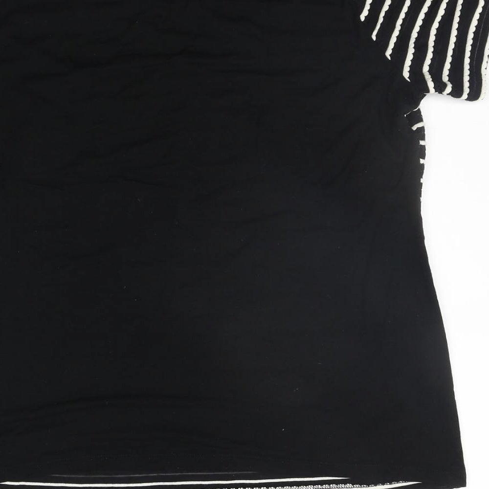 George Womens Black Striped  Basic T-Shirt Size 16