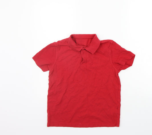 Front view of George girls’ red basic polo, size 9-10, years