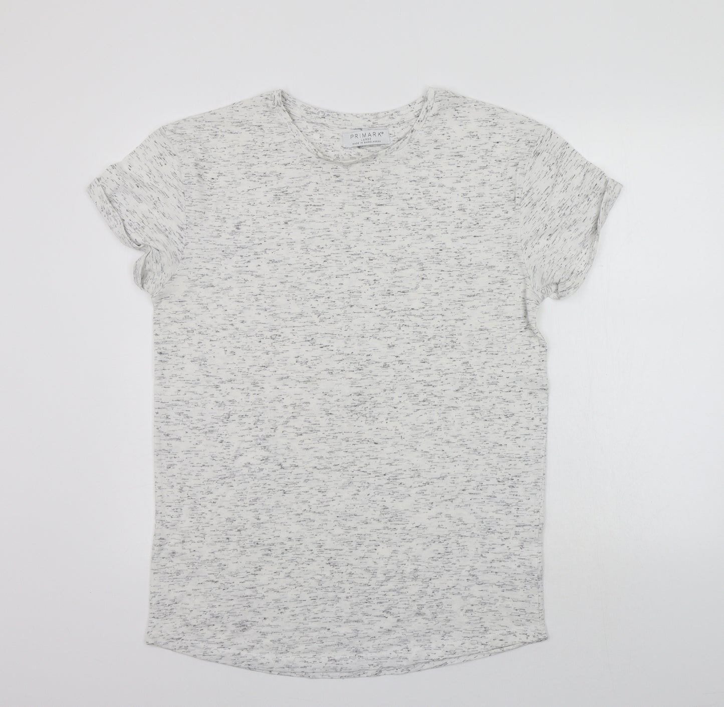 Primark Womens White Geometric  Basic T-Shirt Size L