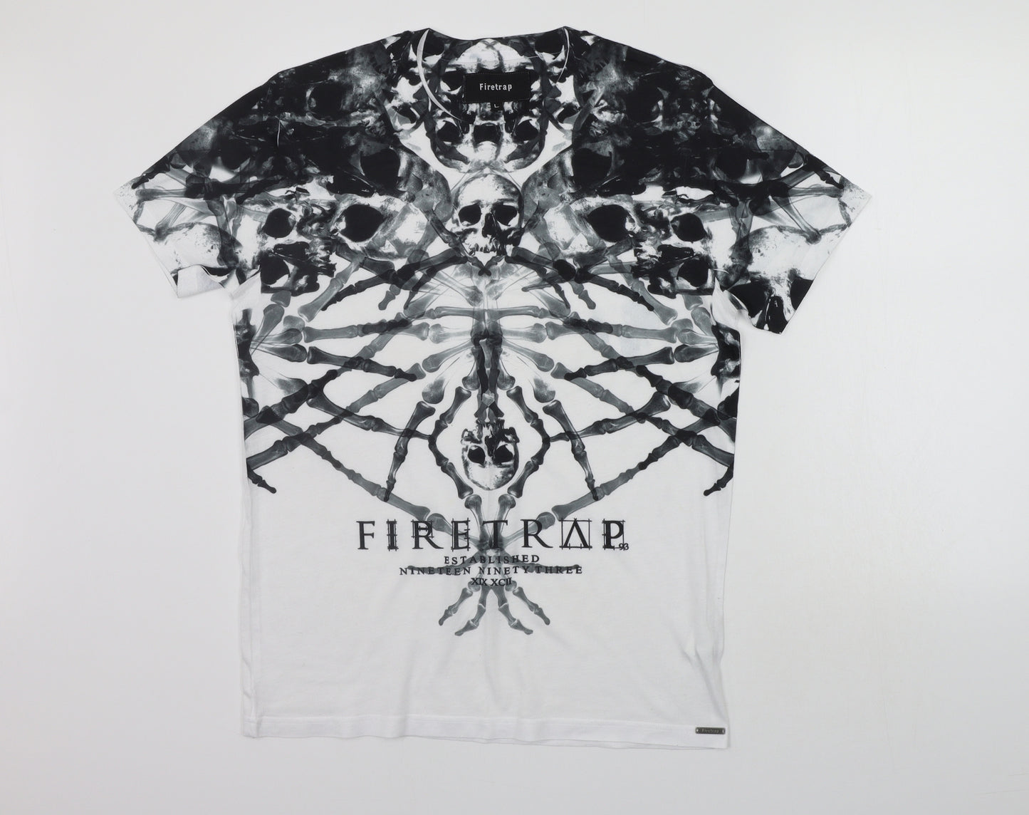 Firetrap Womens Black Geometric  Basic T-Shirt Size L