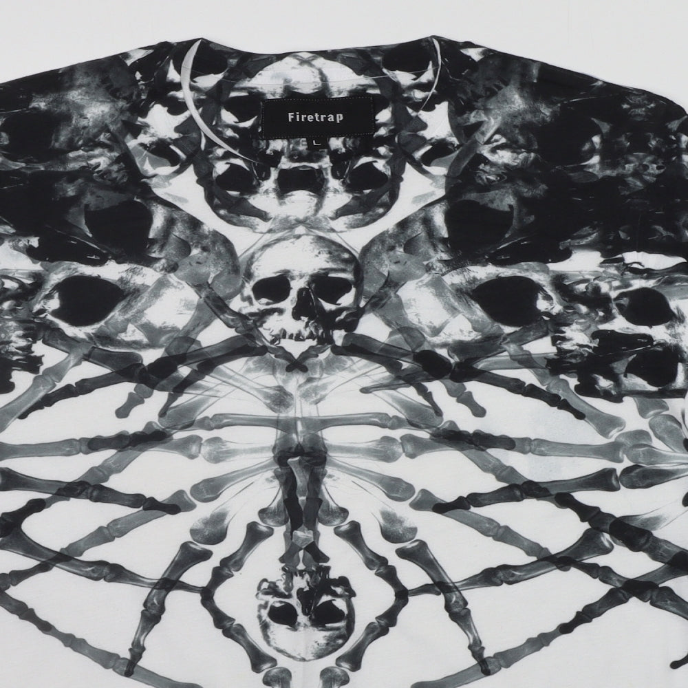 Firetrap Womens Black Geometric  Basic T-Shirt Size L