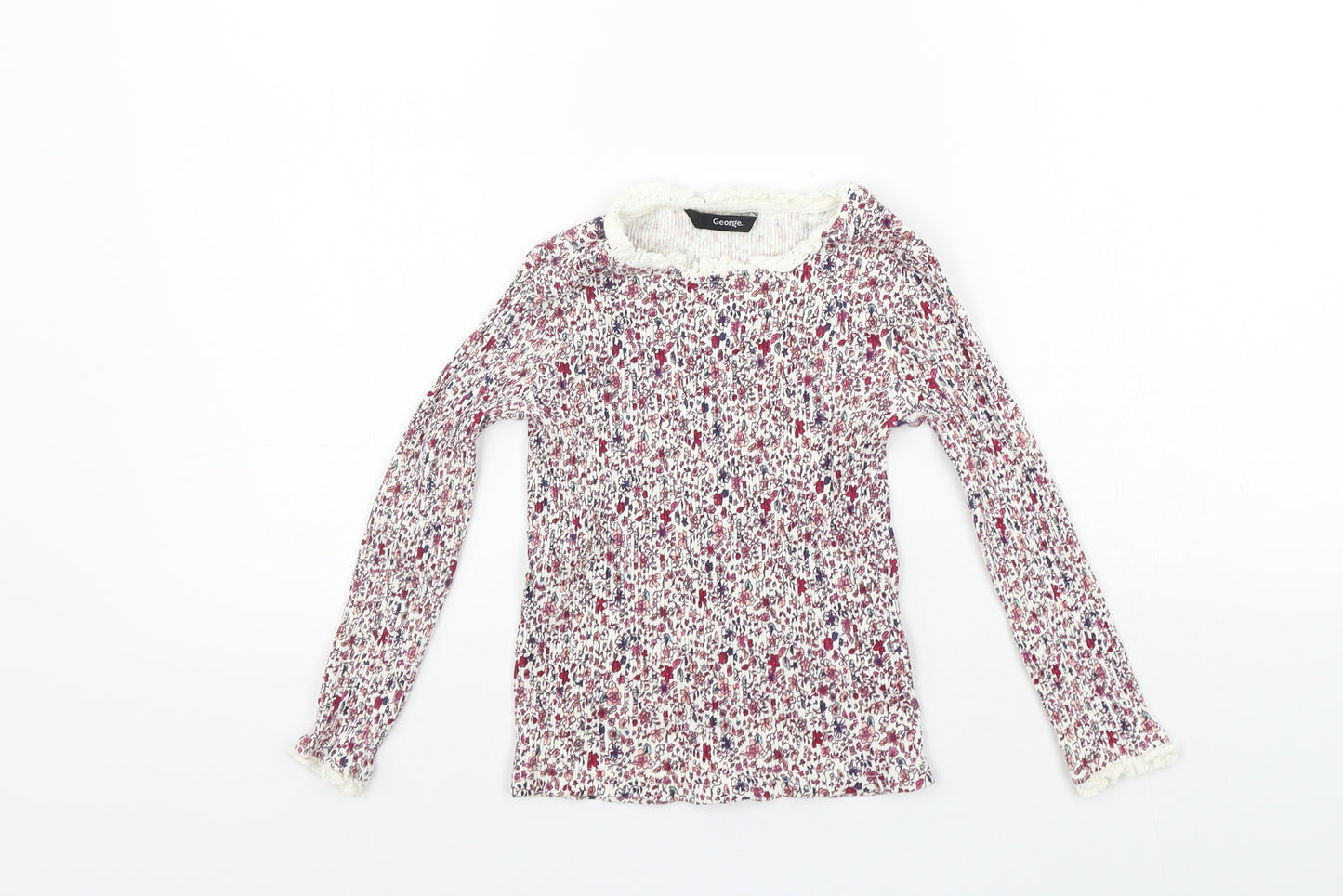 George Girls Red Geometric  Basic T-Shirt Size 4-5 Years