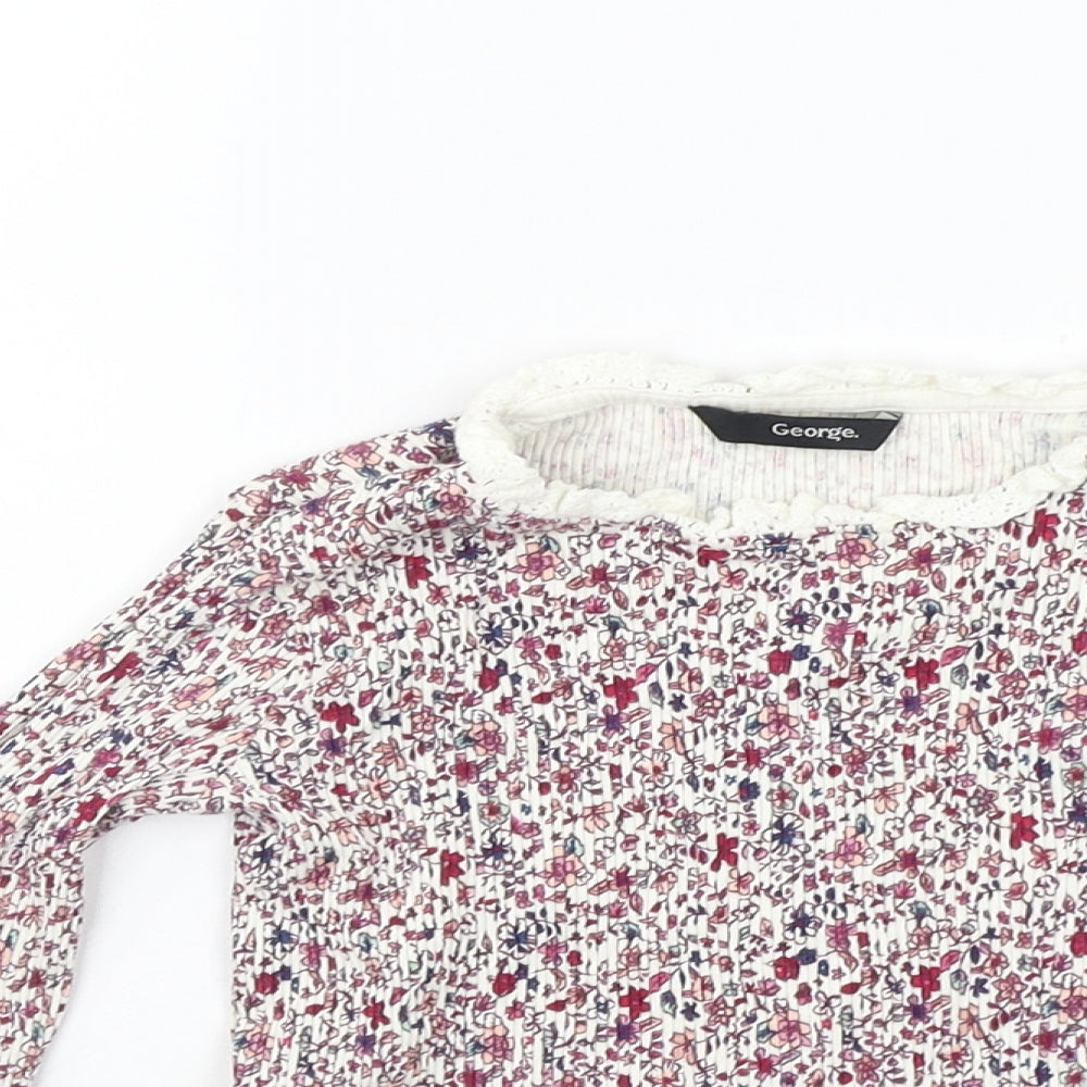 George Girls Red Geometric  Basic T-Shirt Size 4-5 Years