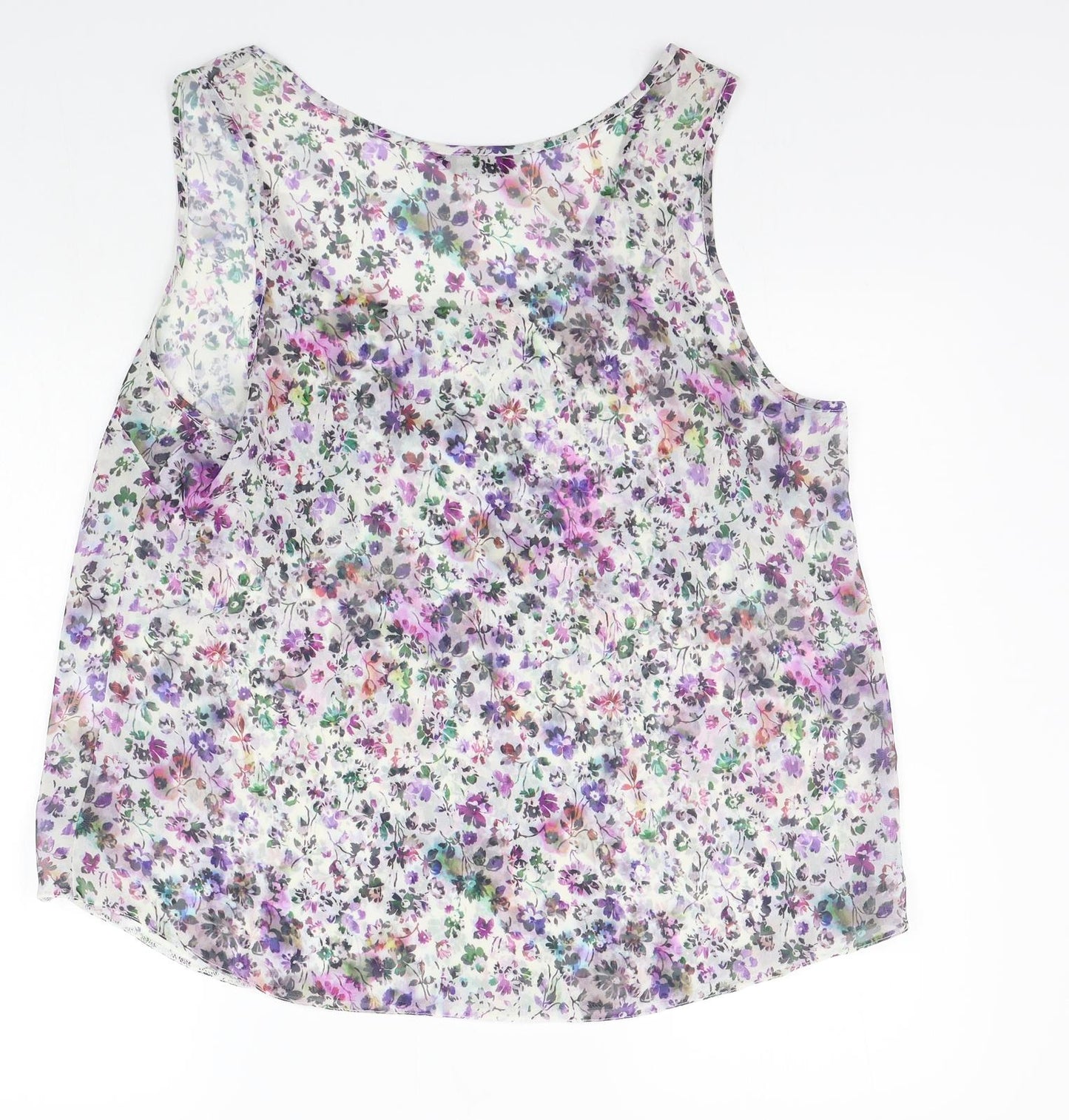 Internacionale Womens White Floral  Basic Tank Size 16